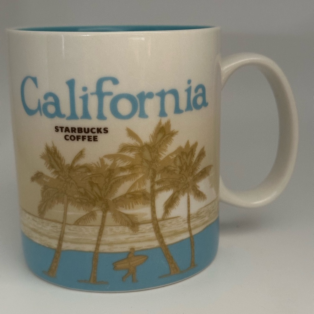 Starbucks California Blue & Tan Palm Tree Mug